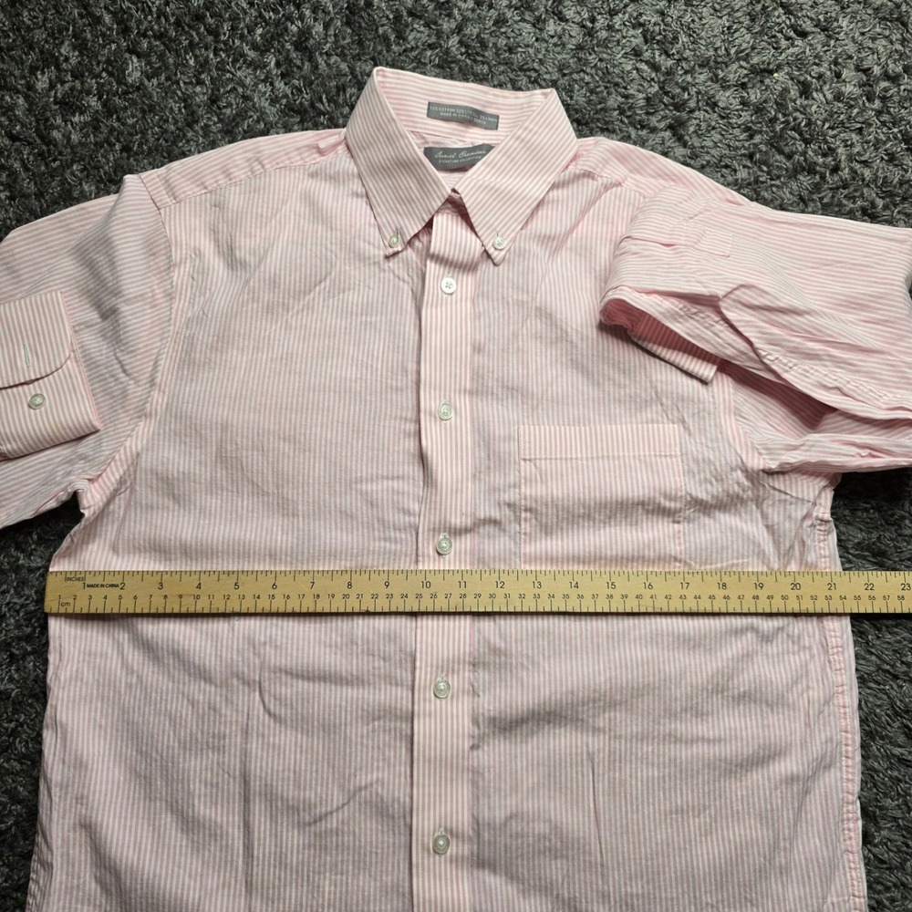 Daniel Cremieux Signature Collection Pink Stripe Cotton Linen Blend Shirt Mens M - Picture 2 of 5